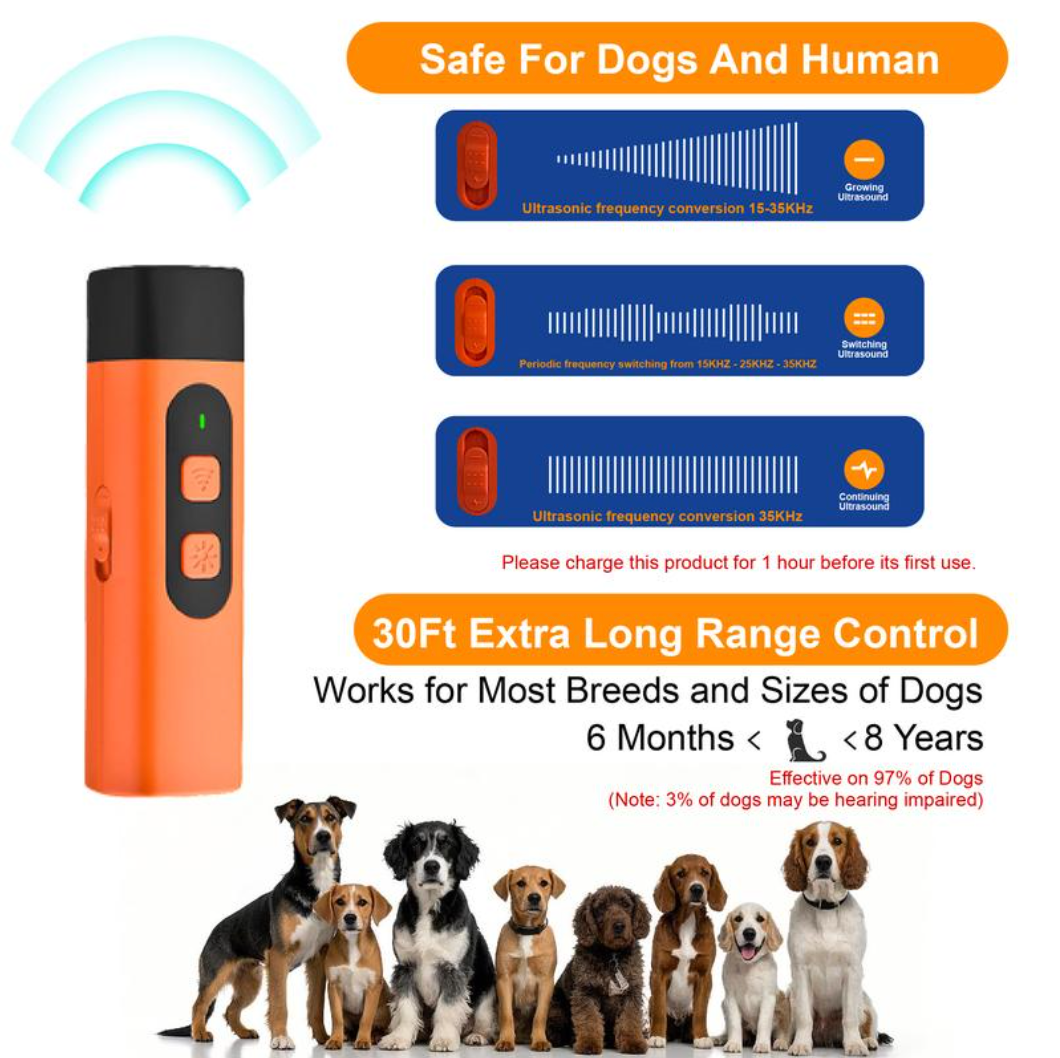 Bark Deterrent Alternative to Bark Collars Professional Anti-Bark Long Range Ultrasonic Tool Alternative to Painful Shock Collar